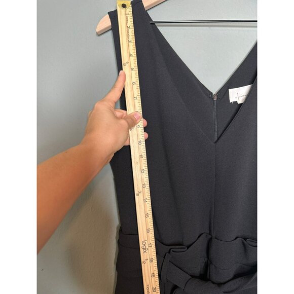 Anthropologie Women's Large Black Sleeveless V-Neck Tie Waist Jumper - Picture 6 of 9